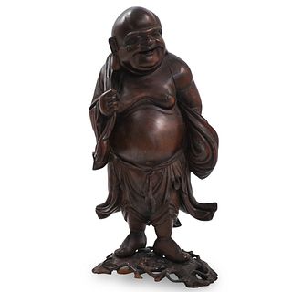 Chinese Carved Boxwood Laughing Buddha