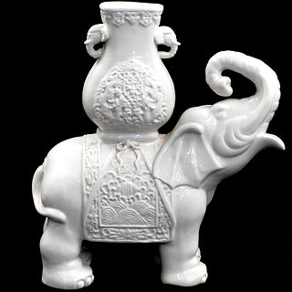 Chinese Blanc De Chine Porcelain Elephant Vase