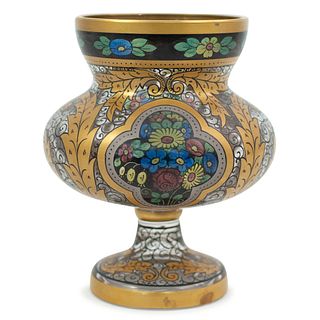 French Enamel Glass Vase
