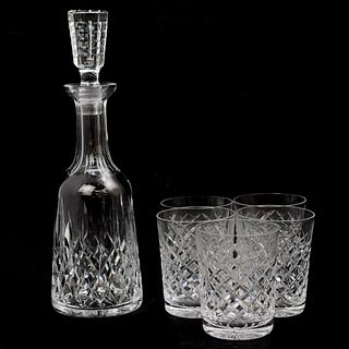 (5 Pc) Waterford Crystal Decanter and Glasses