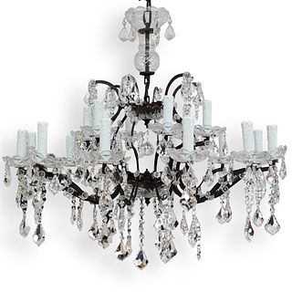 Antique Iron and Crystal Chandelier
