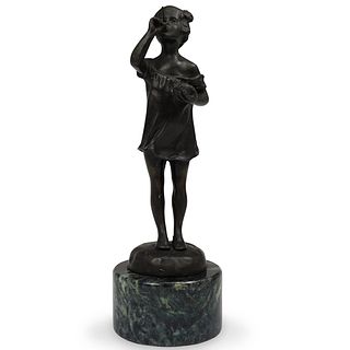 Caizaro "Girl Blowing Bubbles" Bronze Statue