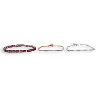 (3) Sterling Silver and Gemstone Bracelets