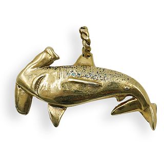 Gold over Silver Shark Pendant
