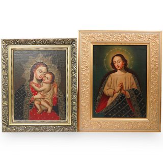 (2) Signed 19th Century Religious Paintings