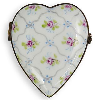 Hand Painted Limoges Heart Trinket Box