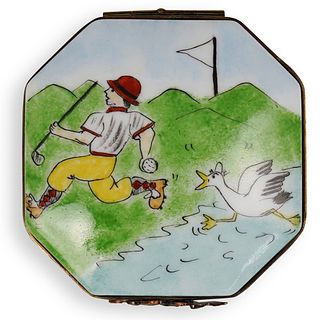 Limoges Hand Painted "Golf" Trinket Box