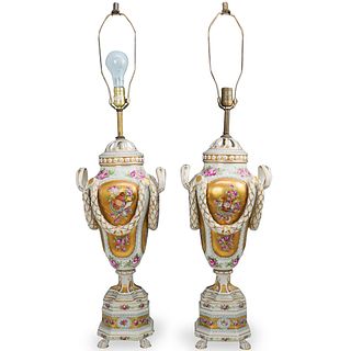 Pair of Dresden Porcelain Lamps