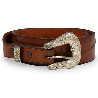 Leather and Sterling Western Belt