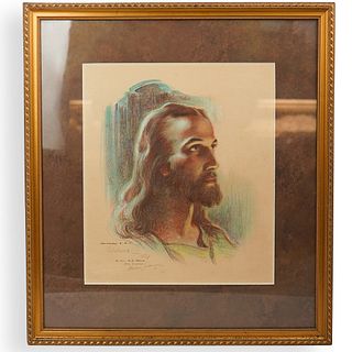 Signed Pastel Drawing of Jesus Christ
