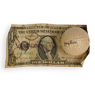 Jerry Lewis Signed Golf Ball and Dollar Bill
