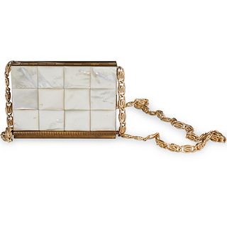Brass and Mother of Pearl Compact Purse