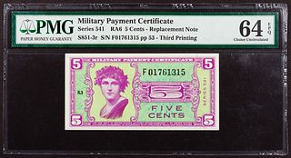 Military Payment Certificate Series 541 5c Replacement Note CU-64 EPQ PMG