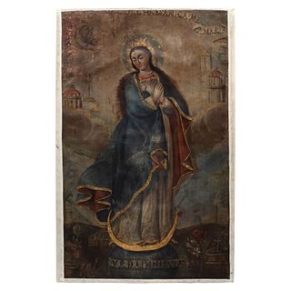 Virgin of the Immaculate Conception. Mexico. 18th Century. Oil on Canvas.