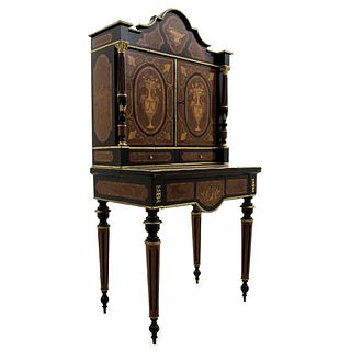 Secretaire. France. 17th Century. LOUIS XVI Style. Veneered wood with golden metal applications.