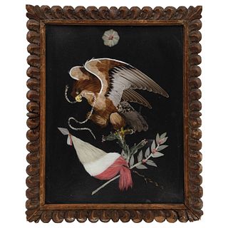 Eagle. Mexico. 20th Century. Made with feathers from different birds on paperboard.