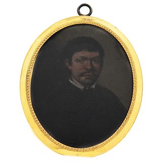 Portrait of a Gentleman. 19th Century. Miniature oil on copper sheet.