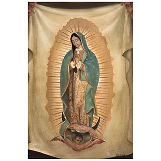 ARMANDO GARCÍA NÚÑEZ (MÉXICO, 1883 - 1965). Virgin of Guadalupe. 19th Century. Oil on Canvas.