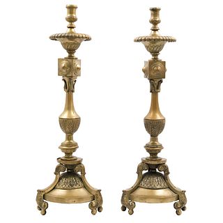 Pair of Chandeliers. Mexico. Late 19th Century. Bronze.