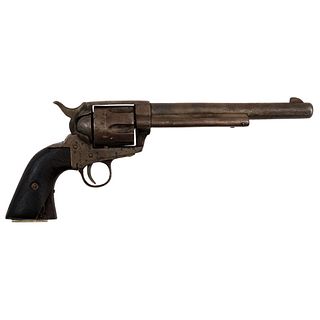 Revolver. 20th Century. Made in iron and wood. Conservation and functioning details. Gun barrel: 6.8" (17.5 cm)