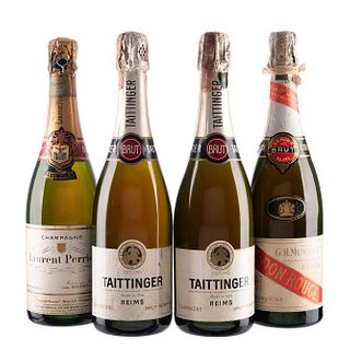 Lote de Champagne. a) Taittinger. G. H. Mumm & C°. Laurent Perrier. Total de Piezas: 4.