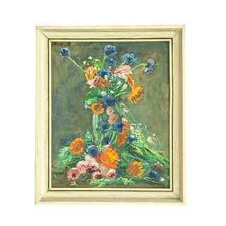 José Manuel Schmill. Bouquet de flores. Óleo sobre MDF. Firmado. 49 x 39 cm