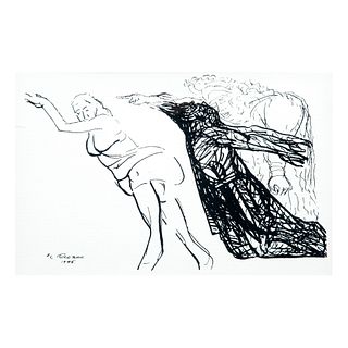 JOSÉ CLEMENTE OROZCO, Sin título, Firmado en plancha y fechado 1945. Zincografía sobre papel. Enmarcado. 27 x 42 cm.