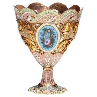 Swiss Gold and Enamel Zarf for the Turkish Market, circa 1840