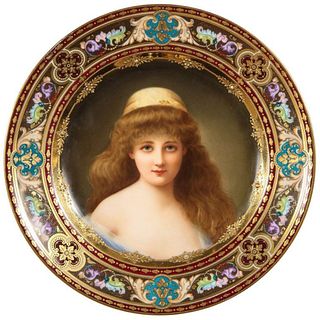 A Rare and Exceptional Royal Vienna Porcelain Plate of ""Nadia"" by Wagner