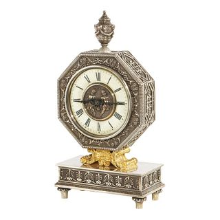 Edward F. Caldwell & Co., An American Gilt and Silvered Bronze Table Clock