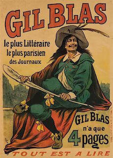 * Eugene Oge, (French, 1861-1936), Gil Blas, le plus litteraire, le plus parisien des Journaux, 1895