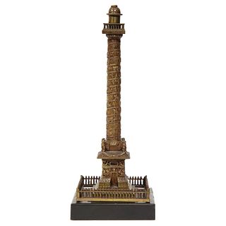 French Grand Tour Mini Bronze Column of the Place Vendome in Paris, 19th Century