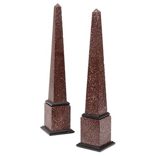 Fine Pair of Italian Grand Tour Egyptian Porphyry Obelisks