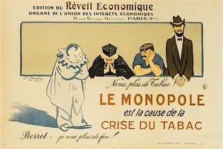 * P. Carrere, (French, 20th century), Reveil Economique: Le Monopole est la cause de la Crise du Tabac, 1938