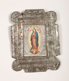 Tin Frame with Devotional Print, ca. 1900