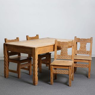New Mexico, Revival Style, Table and Four Chairs