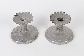 New Mexico, Pair of Tin Candle Sticks, ca. 1930