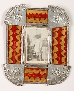 Tin Frame with Reverse Painted Glass, ca. 1900