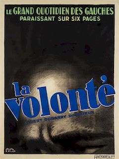* Paul Colin, (French, 1892-1985), La Volonte: La Grand Quotidien des Gauches