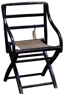 Chinese Lacquered Elm Folding Arm Chair