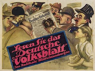 * Theo Matejko, (Austrian, 1893-1946), Lesen Sie Das Deutsche Volksblatt, 1919