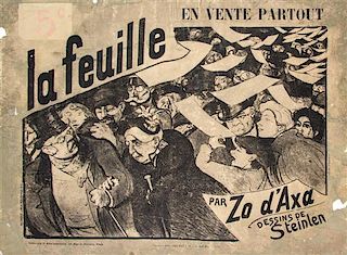 * Theophile-Alexandre Steinlen, (Swiss, 1859-1923), La Feuille par Zo d'Axa dessins de Steinlen