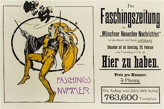 * R. Strudel, (German, 20th century), Die Faschingszetung der Munchner Neueste Nachrichten, 1908