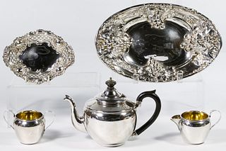 International Sterling Silver Tea Service and Tray Assortment