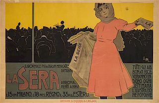 * Leopoldo Metlicovitz, (Italian, 1868-1944), La Sera: Il Giornale piva buon mercato di Milano, 1896