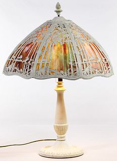Slag Glass Shade Table Lamp