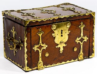 French Kingwood and Brass Bound Strongbox