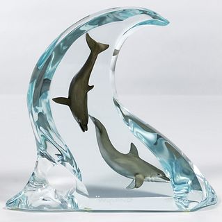Robert Wyland (American, b.1956) 'Dolphin Light' Lucite and Metal Sculpture