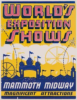 * Artist Unknown, , World's Exposition Shows: Mammoth Midway, 1936