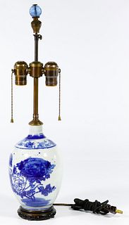 Asian Blue and White Lamp